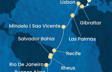 Costa Favolosa - Španělsko, Velká Británie, Portugalsko, Brazílie, Argentina (z Barcelony)