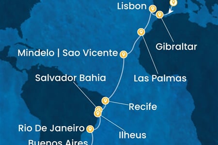 Costa Favolosa - Španělsko, Velká Británie, Portugalsko, Brazílie, Argentina (z Barcelony)
