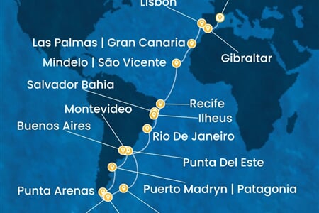 Costa Favolosa - Španělsko, Velká Británie, Portugalsko, Brazílie, Argentina, ... (z Barcelony)