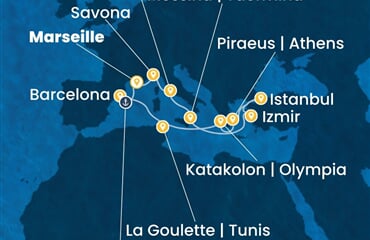 Costa Favolosa - Francie, Itálie, Turecko, Řecko, Tunisko, ... (z Marseille)