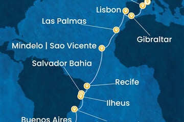 Costa Favolosa - Francie, Španělsko, Velká Británie, Portugalsko, Brazílie, ... (z Marseille)