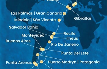 Costa Favolosa - Francie, Španělsko, Velká Británie, Portugalsko, Brazílie, ... (z Marseille)