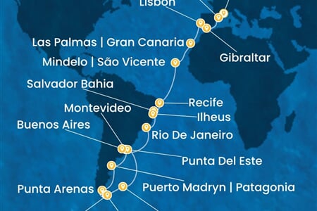 Costa Favolosa - Francie, Španělsko, Velká Británie, Portugalsko, Brazílie, ... (z Marseille)