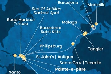 Costa Favolosa - Nizozemské Antily, Dominikán.rep., Maroko, Španělsko, Francie (Pointe-a-Pitre)
