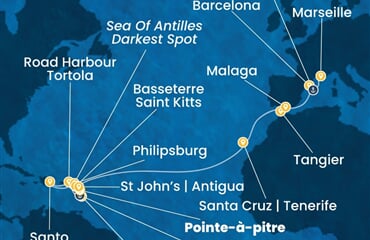 Costa Favolosa - Nizozemské Antily, Dominikán.rep., Maroko, Španělsko, Francie (Pointe-a-Pitre)