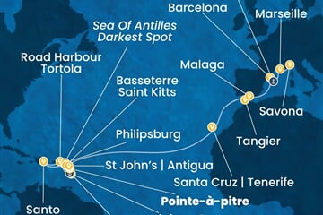 Costa Favolosa - Nizozemské Antily, Dominikán.rep., Maroko, Španělsko, Francie, ... (Pointe-a-Pitre)