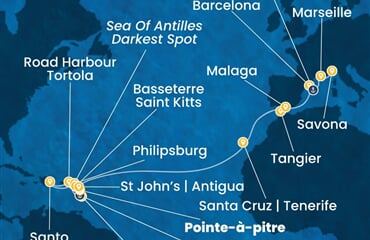 Costa Favolosa - Nizozemské Antily, Dominikán.rep., Maroko, Španělsko, Francie, ... (Pointe-a-Pitre)