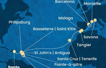 Costa Favolosa - Dominikán.rep., Nizozemské Antily, Maroko, Španělsko, Francie, ... (Santo Domingo)