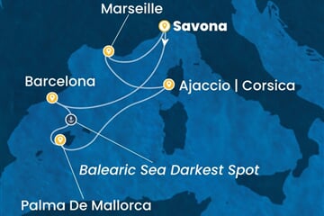 Costa Favolosa - Itálie, Španělsko, Francie (ze Savony)