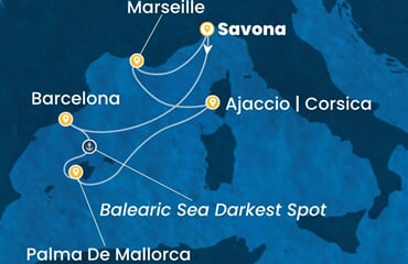 Costa Favolosa - Itálie, Španělsko, Francie (ze Savony)