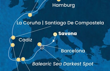 Costa Favolosa - Itálie, Španělsko, Portugalsko, Francie, Německo (ze Savony)