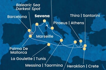 Costa Favolosa - Itálie, Řecko, Tunisko, Španělsko, Francie (ze Savony)