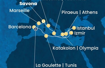 Costa Favolosa - Itálie, Turecko, Řecko, Tunisko, Španělsko, ... (ze Savony)