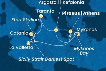 Costa Fascinosa - Řecko, Malta, Itálie (z Pirea)