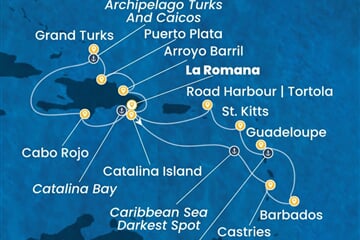 Costa Fascinosa - Dominikán.rep., Nizozemské Antily, Turks a Caicos (z La Romana)