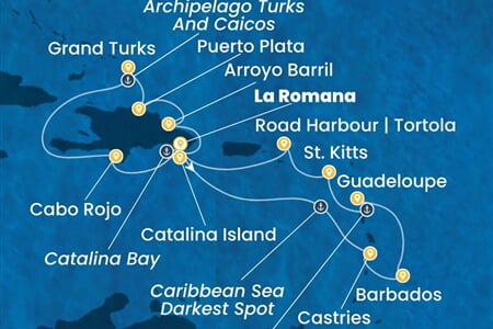 Costa Fascinosa - Dominikán.rep., Nizozemské Antily, Turks a Caicos (z La Romana)