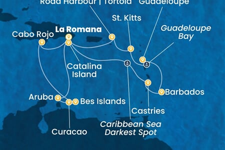 Costa Fascinosa - Dominikán.rep., Nizozemské Antily (z La Romana)