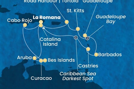 Costa Fascinosa - Dominikán.rep., Nizozemské Antily (z La Romana)
