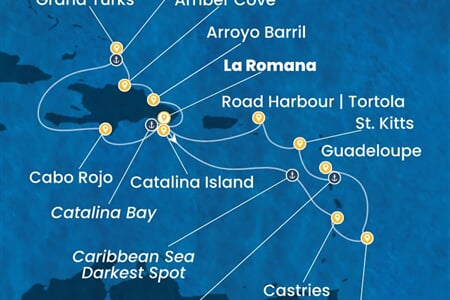 Costa Fascinosa - Dominikán.rep., Nizozemské Antily, Turks a Caicos (z La Romana)