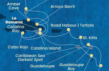 Costa Fascinosa - Dominikán.rep., Turks a Caicos, Nizozemské Antily (z La Romana)
