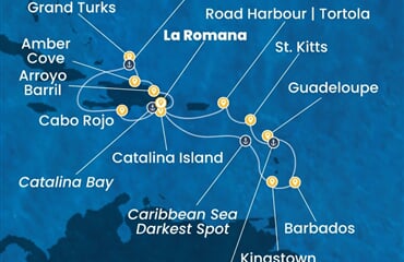 Costa Fascinosa - Dominikán.rep., Turks a Caicos, Sv.Vincenc a Grenadiny, Nizozemské Antily (z La Romana)