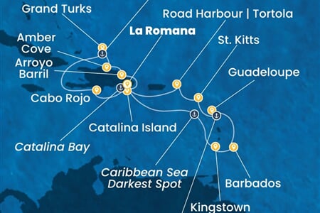 Costa Fascinosa - Dominikán.rep., Turks a Caicos, Sv.Vincenc a Grenadiny, Nizozemské Antily (z La Romana)