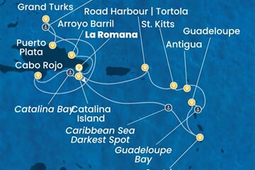 Costa Fascinosa - Dominikán.rep., Nizozemské Antily, Turks a Caicos (z La Romana)