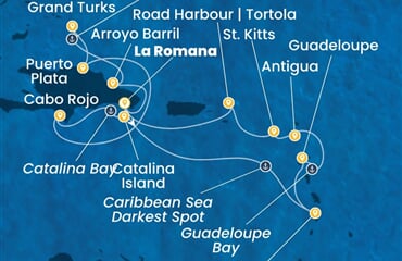 Costa Fascinosa - Dominikán.rep., Nizozemské Antily, Turks a Caicos (z La Romana)