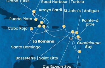 Costa Fascinosa - Dominikán.rep., Sv.Vincenc a Grenadiny, Nizozemské Antily, Turks a Caicos (z La Romana)