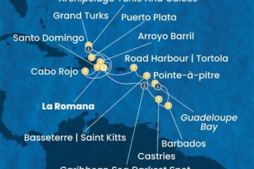 Costa Fascinosa - Dominikán.rep., Turks a Caicos, Nizozemské Antily (z La Romana)
