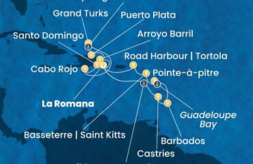 Costa Fascinosa - Dominikán.rep., Turks a Caicos, Nizozemské Antily (z La Romana)