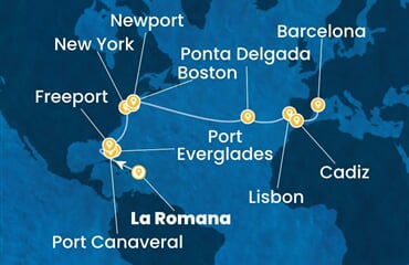 Costa Fascinosa - Dominikán.rep., Bahamy, USA, Portugalsko, Španělsko (z La Romana)