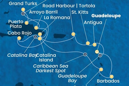 Costa Fascinosa - Nizozemské Antily, Dominikán.rep., Turks a Caicos (Pointe-a-Pitre)