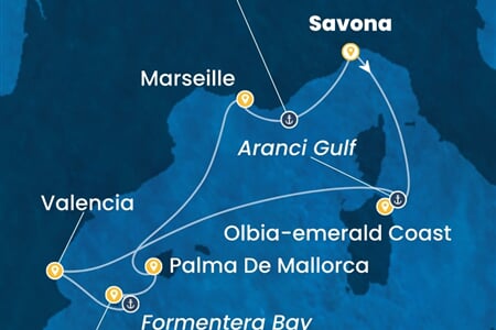 Costa Fascinosa - Itálie, Španělsko, Francie (ze Savony)