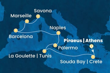 Costa Pacifica - Řecko, Tunisko, Itálie, Španělsko, Francie (z Pirea)