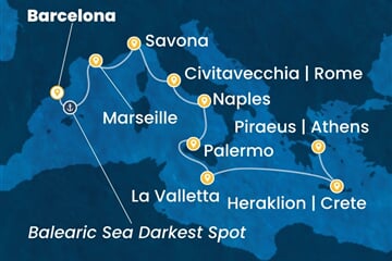 Costa Pacifica - Španělsko, Francie, Itálie, Malta, Řecko (z Barcelony)