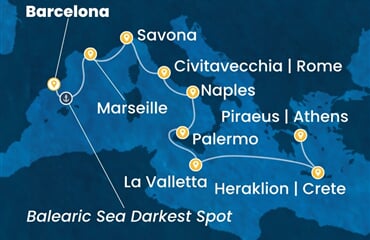 Costa Pacifica - Španělsko, Francie, Itálie, Malta, Řecko (z Barcelony)