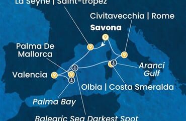 Costa Pacifica - Itálie, Španělsko (ze Savony)