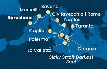Costa Serena - Španělsko, Francie, Itálie, Malta (z Barcelony)