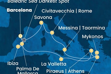 Costa Serena - Španělsko, Malta, Řecko, Itálie (z Barcelony)