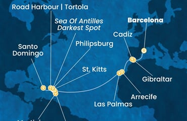Costa Serena - Španělsko, Velká Británie, Nizozemské Antily, Dominikán.rep. (z Barcelony)
