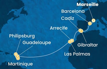 Costa Serena - Francie, Španělsko, Velká Británie, Nizozemské Antily (z Marseille)