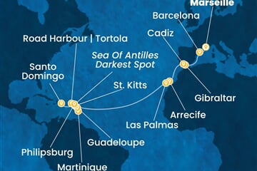 Costa Serena - Francie, Španělsko, Velká Británie, Nizozemské Antily, Dominikán.rep. (z Marseille)