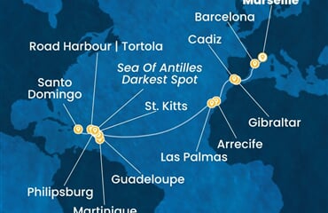 Costa Serena - Francie, Španělsko, Velká Británie, Nizozemské Antily, Dominikán.rep. (z Marseille)