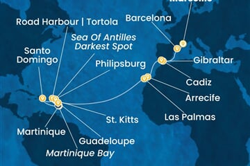 Costa Serena - Francie, Španělsko, Velká Británie, Nizozemské Antily, Dominikán.rep. (z Marseille)