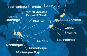 Costa Serena - Francie, Španělsko, Velká Británie, Nizozemské Antily, Dominikán.rep. (z Marseille)