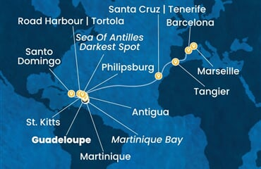 Costa Serena - Nizozemské Antily, Dominikán.rep., Maroko, Španělsko, Francie (Pointe-a-Pitre)