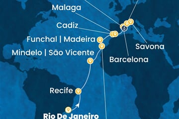 Costa Serena - Brazílie, Španělsko, Portugalsko, Francie, Itálie (z Rio de Janeira)
