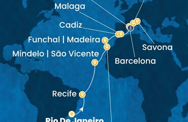 Costa Serena - Brazílie, Španělsko, Portugalsko, Francie, Itálie (z Rio de Janeira)