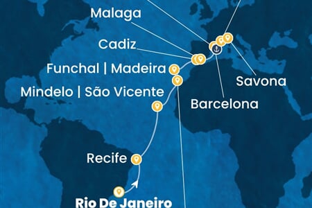 Costa Serena - Brazílie, Španělsko, Portugalsko, Francie, Itálie (z Rio de Janeira)